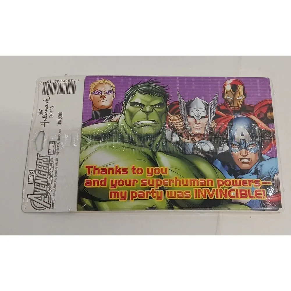 VTG Avengers Assemble Hallmark‎ Invitations Thank you cards Tattoos 8 unused new